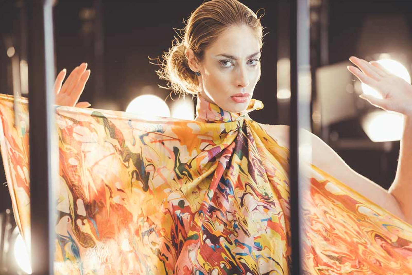 Silk scarf from the Bentalls seasonal collection, studio shoot.