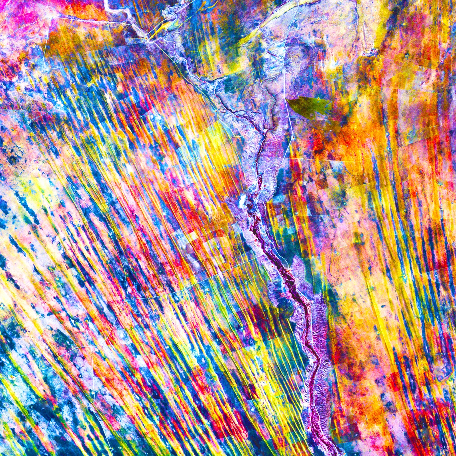 Colourburst printed square scarf, drawn from the same colour story as the gift box.
