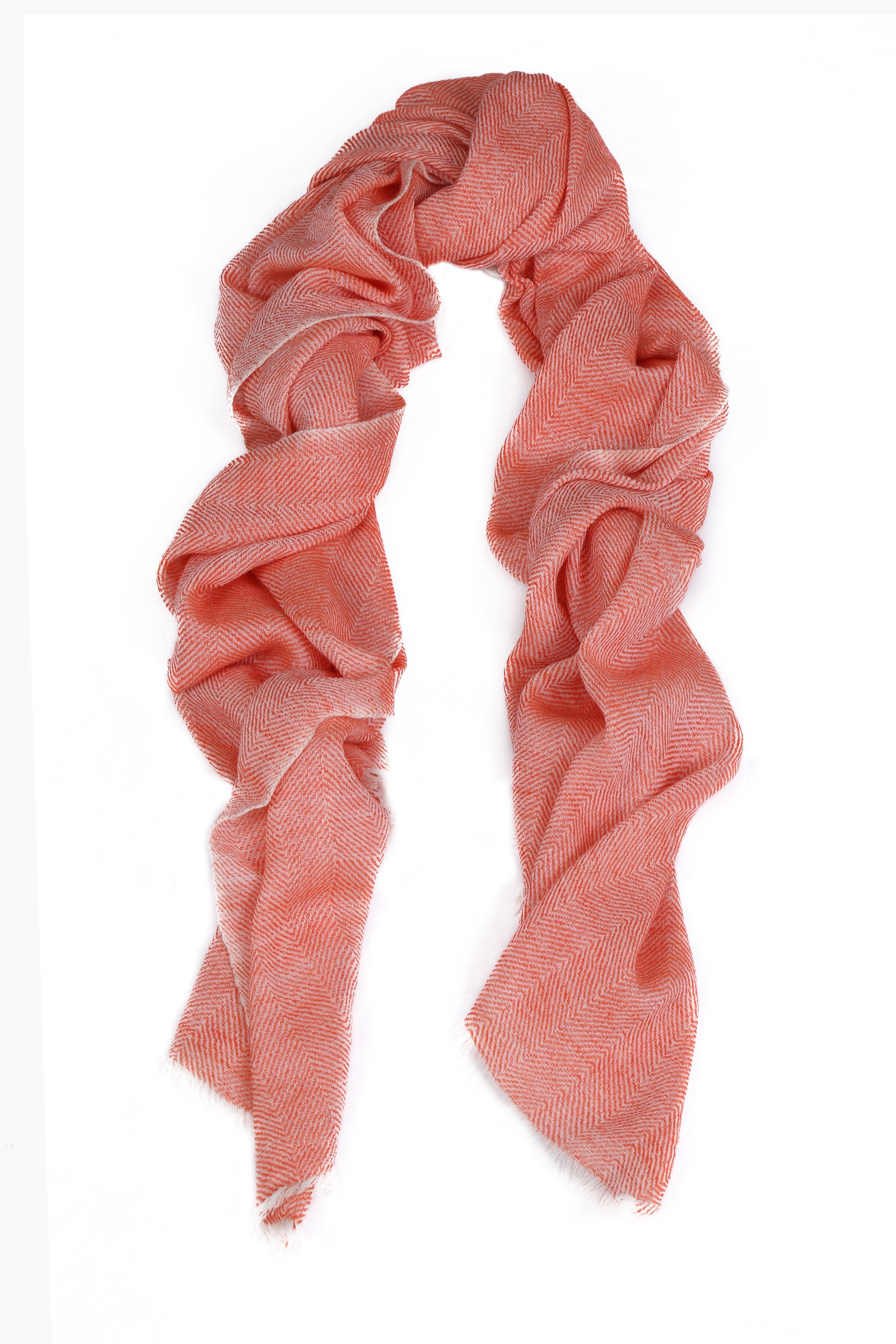 Herringbone wool scarf in orange.